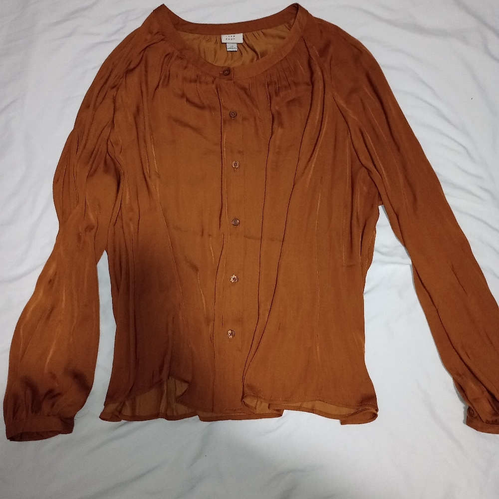 a new day Women's Button-Up Blouse in Rust  Size XL